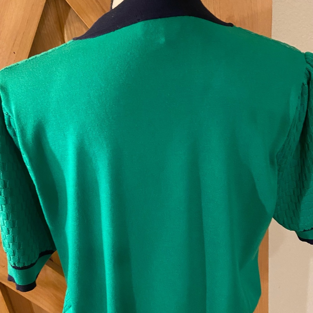 Nanette Lepore Green Button Down Short Sleeve Top - Picture 3 of 4
